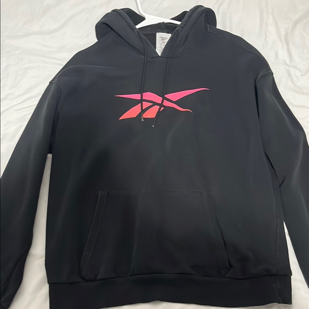 Reebok Black Hoodie with Pink Logo